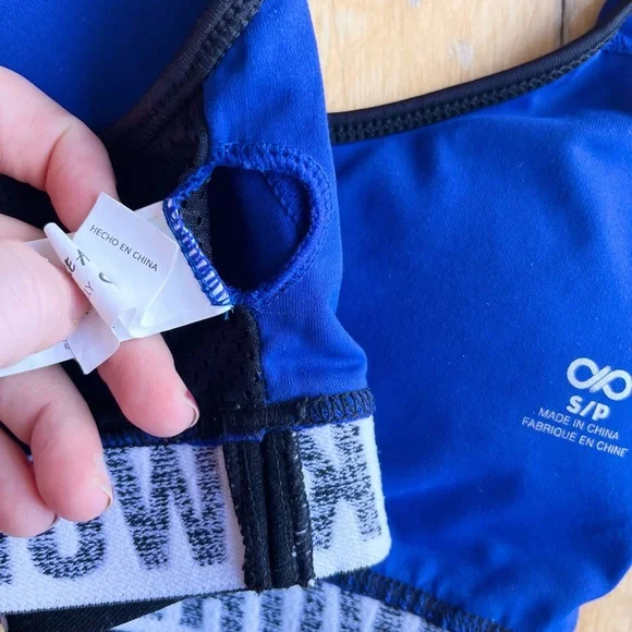 Infinitely Strong Racerback Blue Sports Bra Light Removable Padding Size Small - Picture 7 of 8